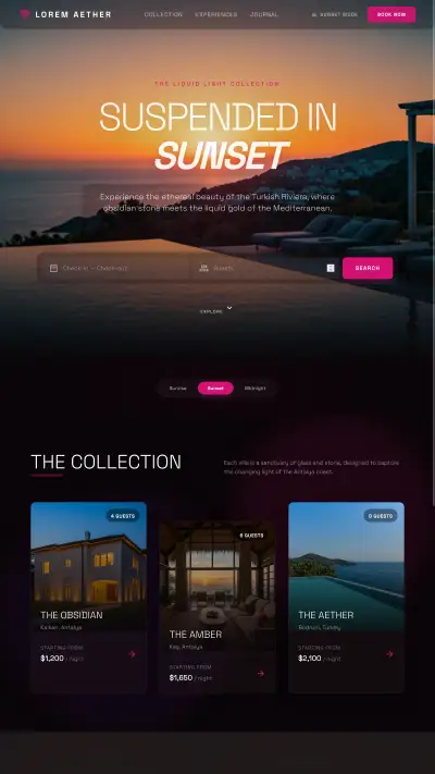 Hôtel / appart / villa site web