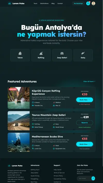 Tour / activité landing